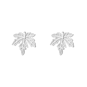 Boucles d'oreilles minimalistes en argent S999 en forme de feuille d'érable, poli et mat