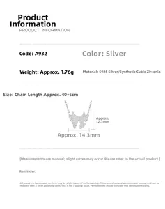 Detailed technical specs of S925 silver butterfly necklace with cubic zirconia