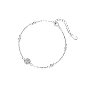 Elegant S999 sterling silver bracelet featuring sparkling zircon stones and adjustable clasp