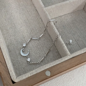 Elegant S999 silver star moon bracelet for women with mother of pearl and cubic zirconia