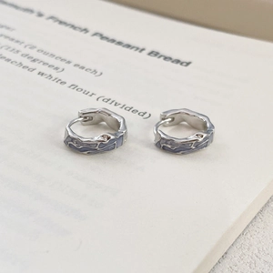 S925 sterling silver hoop earrings with irregular lava texture and purple marble enamel inlay