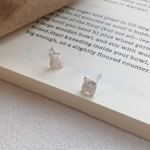 999 Fine Silver Stud Earrings For Women Men Minimalist Brushed Geometric Irregular Square Earrings Unisex Fashion Jewelry