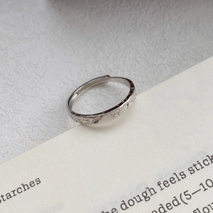 Adjustable S999 sterling silver couple ring with butterfly and fireworks engraving
