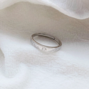 S999 sterling silver couple rings with fireworks and butterfly mountain engraving