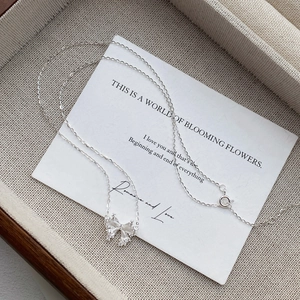 Elegant S999 sterling silver butterfly pendant necklace with sparkling zircon stones