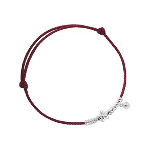 S925 silver star pendant red cord bracelet with small bell for women in festive red