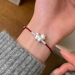 Handmade S999 Sterling Silver Zodiac Horse Red String Bracelet For Women Traditional Luck Charm Adjustable Woven Jewelry Gift