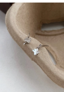 Détail des boucles d'oreilles papillon en argent 925 avec nacre blanche et zircons