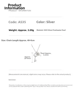 Detailed specs of S925 silver key necklace with 6.2mm freshwater pearl pendant