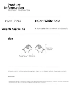 Specifiche dettagliate degli orecchini a pecora in argento S925 con dimensioni in zirconia