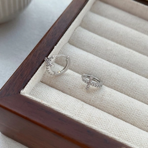 Elegant S999 sterling silver cross hoop earrings with sparkling zircon stones