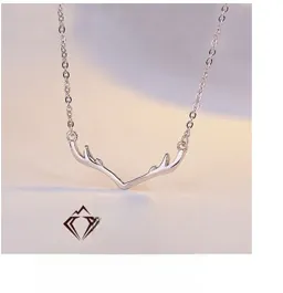 Macro shot of polished S925 silver elk antler pendant with delicate chain detail