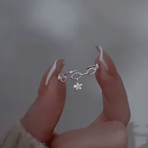 Bague Ouverte Ajustable En Argent Sterling S925 Avec Pendentif Étoile Pour Femmes Design Minimaliste Zircone Cubique Bijoux Mode