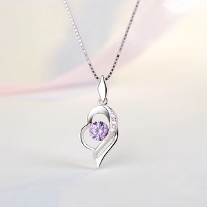 Ciondolo a Cuore in Argento Sterling 925 Solo Senza Catena Elegante Intarsiato di Strass Forma di Cuore Gioielli Regalo Donna