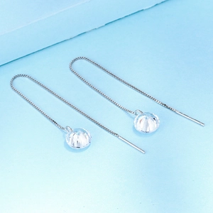 Elegant S925 sterling silver drop earrings with long box chain and sparkling zircon