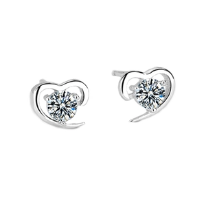 Elegante S925 Sterlingsilber Herz-Ohrstecker mit funkelnden Zirkonia-Steinen für Damen