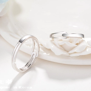 Minimalist S925 sterling silver Mobius rings for couples with adjustable open cross design