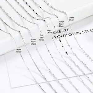 Collection of eight elegant S925 sterling silver chain styles for men and women