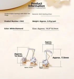 Macro view of S925 sterling silver musical note earrings with sparkling zircons