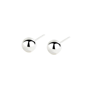 Minimalist S999 sterling silver ball stud earrings with polished mirror finish design