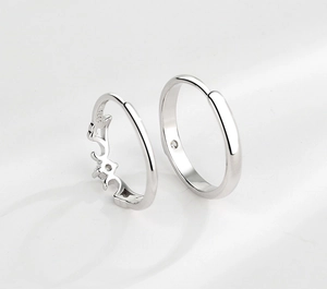 Detail of S925 sterling silver earring with hollow deer antler design and clear stamp