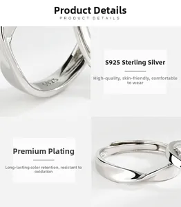 Detailansicht des S925-Sterlingsilber-Stempels auf dem polierten Mobius-Ringband
