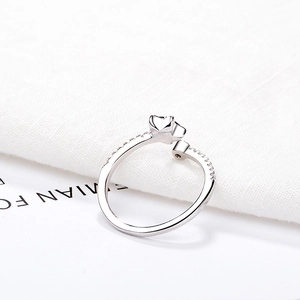 S925 sterling silver open ring with sparkling star and heart zircon stones
