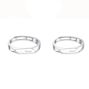 Bagues de couple minimalistes en argent sterling S925 avec gravure Teamo et anneau réglable