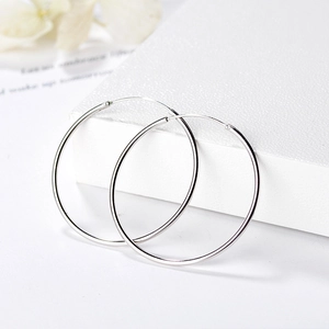 Créoles minimalistes en argent sterling S925 avec finition polie brillante pour femme