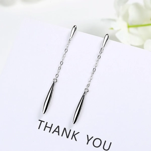 925 Sterling Silver Waterdrop Tassel Earrings Minimalist Long Chain Teardrop Dangle Earrings For Women Fashion Jewelry