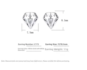 Detaillierte Ansicht geometrischer hohler S925 Silber-Ohrstecker mit Größenangaben