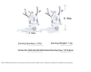 Détails de taille pour boucles d'oreilles bois de renne en argent S925 avec zircons