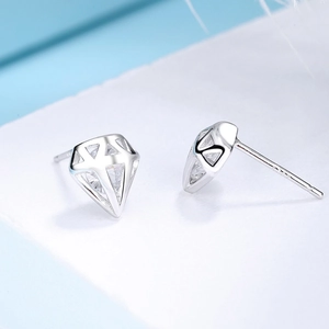 S925 Sterling Silber geometrische Ohrstecker mit rundem Zirkon in elegantem Silberton