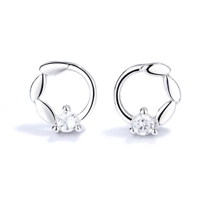 Boucles d'oreilles fleurs en argent sterling S925 avec zircons blancs minimalistes