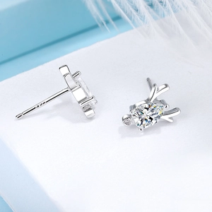 Boucles d'oreilles bois de cerf en argent S925 avec pierres de zircone en goutte d'eau