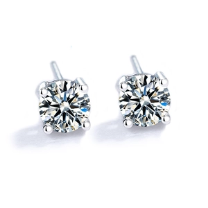 Classic S925 sterling silver stud earrings featuring brilliant round-cut cubic zirconia
