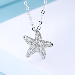 Collier Étoile de Mer en Argent Sterling 925 pour Femme Pendentif Étoile en Strass Chaîne de Clavicule Bijoux Minimalistes Cadeau de Saint Valentin