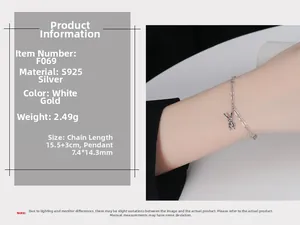 Spécifications détaillées du bracelet lapin en argent S925 avec dimensions et poids