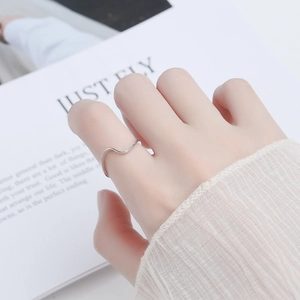 S925 Sterling Silver Ring For Women Minimalist Wave Mobius Design Adjustable Open Ring Fashion Jewelry Platinum Color Simple Band
