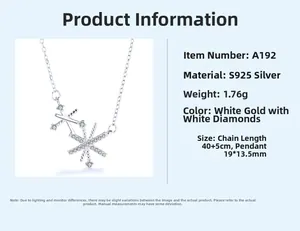 Vue détaillée du collier tournesol en argent sterling S925 avec dimensions du pendentif