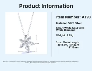 Spécifications détaillées du collier feuille d'érable en argent S925 avec zircone