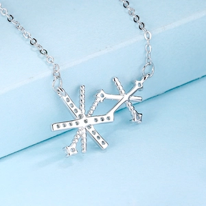 Collier élégant en argent sterling S925 avec pendentif étoile double couche scintillant