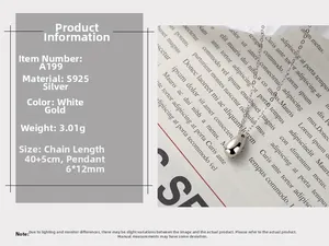 Détails du collier goutte en argent sterling S925 pesant 3,01g et mesurant 45cm