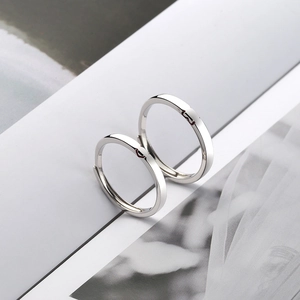 Minimalist S925 sterling silver couple rings with matching heart pattern and open design