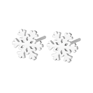Boucles d'oreilles flocon de neige en argent sterling S925 poli pour femme style épuré