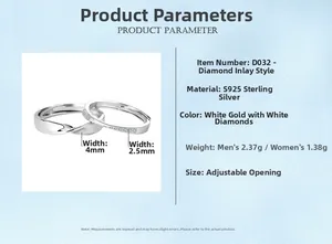 Detail view of S925 sterling silver Mobius couple rings with sparkling diamond accents