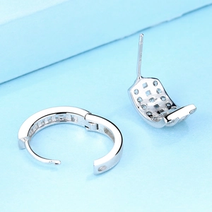 Elegant S925 sterling silver huggie earrings with sparkling cubic zirconia inlay