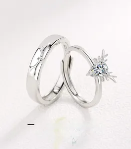 Macro shot of S925 sterling silver antler rings with pear-cut stone and adjustable band