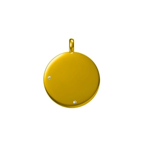 Minimalist round gold-plated pendant with asymmetric dual diamond-like stones inlay