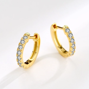 Minimalist 925 Sterling Silver Huggie Hoop Earrings With Micro Inlaid Zirconia Delicate Geometric Round Ear Buckle Jewelry For Women